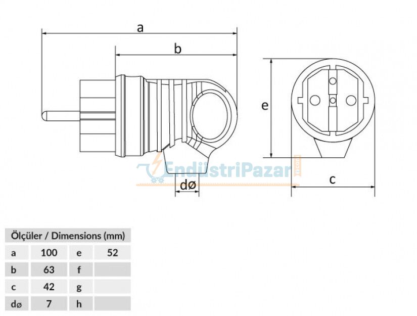 1*16A UPS Kulplu Eğik Fiş Turuncu BV4-1402-2041 BEMİS