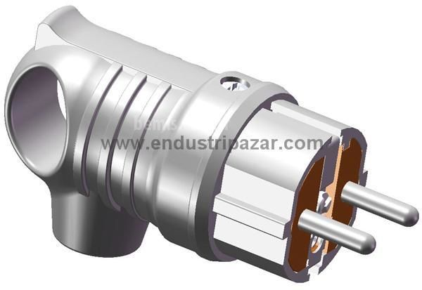 1*16A KAUÇUK MONOFAZE KULPLU EĞİK FİŞ GRİ IP44 BEMİS BV5-1402-2021