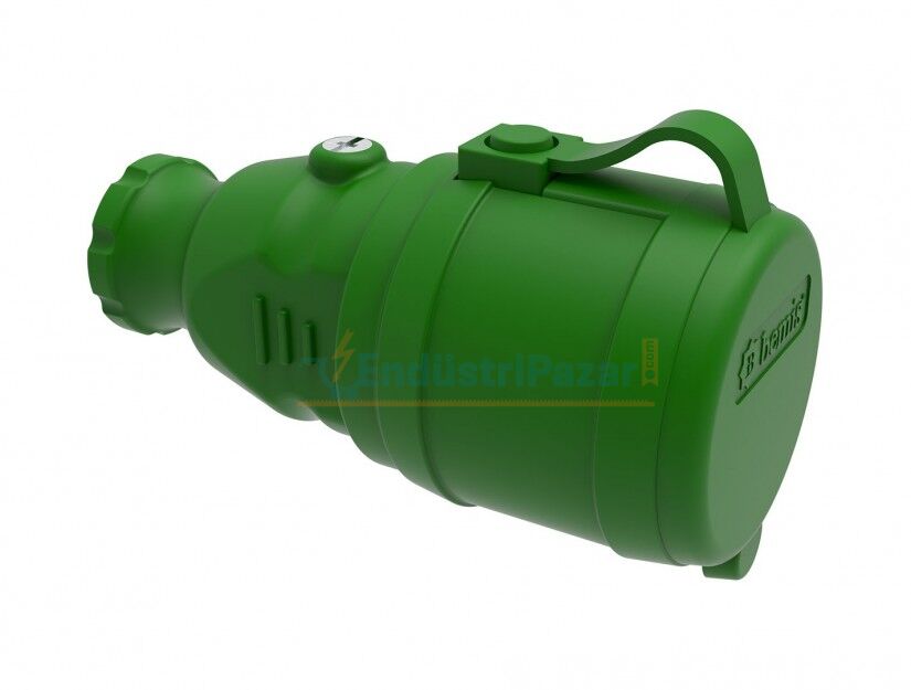 1*16A Kauçuk Monofaze Uzatma Prizi Yeşil IP44 BV1-1402-2311 BEMİS