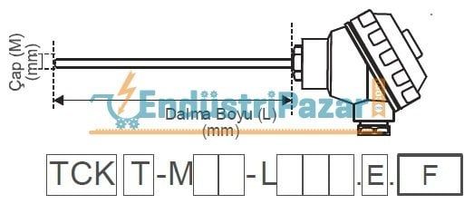 TCKT-M10-L200.1.K DALMA BOYU 200MM TÜP ÇAPI 10MM TRANSMİTTERLİ KLEMENS TERMİNALLİ `K` TİPİ TERMOKUPL AISI304 EMKO