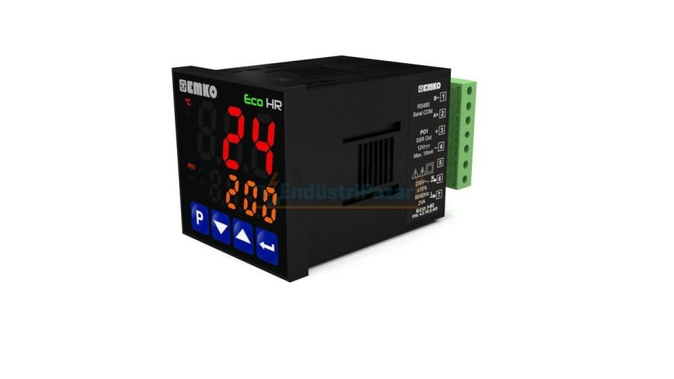 ECO HR PID Sıcak Yolluk Kontrol Cihazı EMKO 115Vac 50/60Hz - 2 Röle Çıkışı (NO+C) 5A@250Vac + SSR Sürücü Çıkışı (Maks.10mA, Maks.12Vdc) - Dijital Giriş (220Vac)
