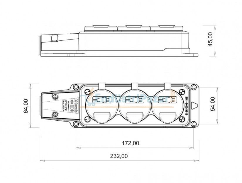 1*16A Kauçuk Monofaze Üçlü Grup Priz IP54 BK1-1402-3613 BEMİS