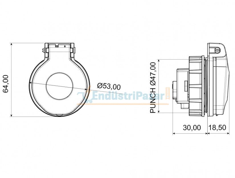 1*16A Somunlu Pano Prizi IP44 BY8-1402-2440 BEMİS