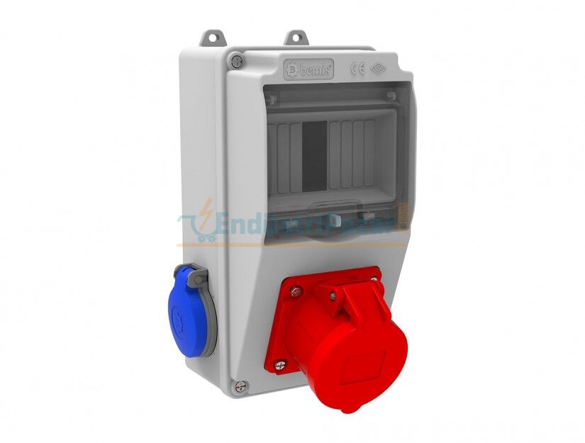 Ön 4*16A 380V 1 Adet - Yan 1*16A 220V 2 Adet Prizli Kombinasyon IP44 BD1-2112-2020 BEMİS