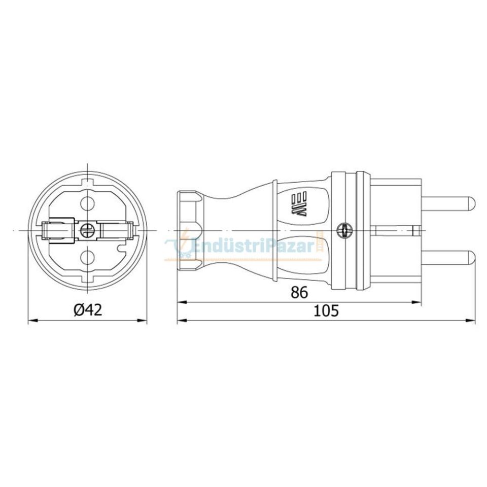 1*16A Kauçuk Düz Fiş 404001 METE ENERJİ