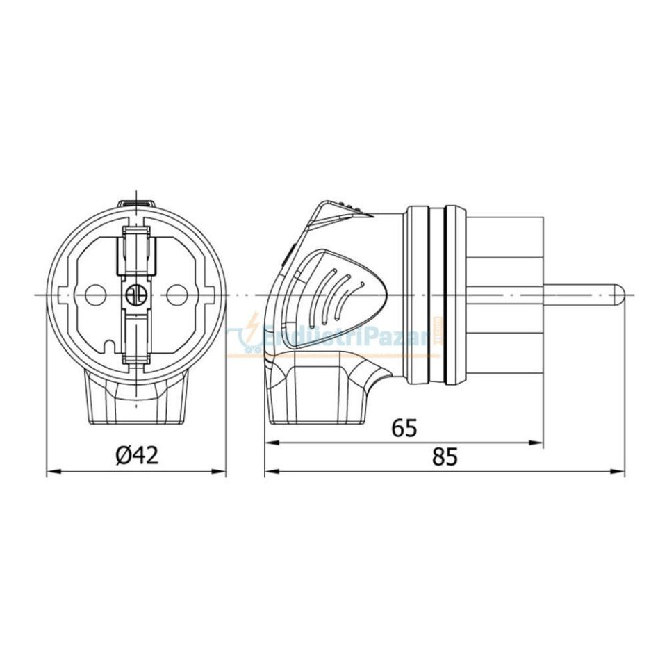 1*16A Kauçuk Eğik Fiş 404003 METE ENERJİ