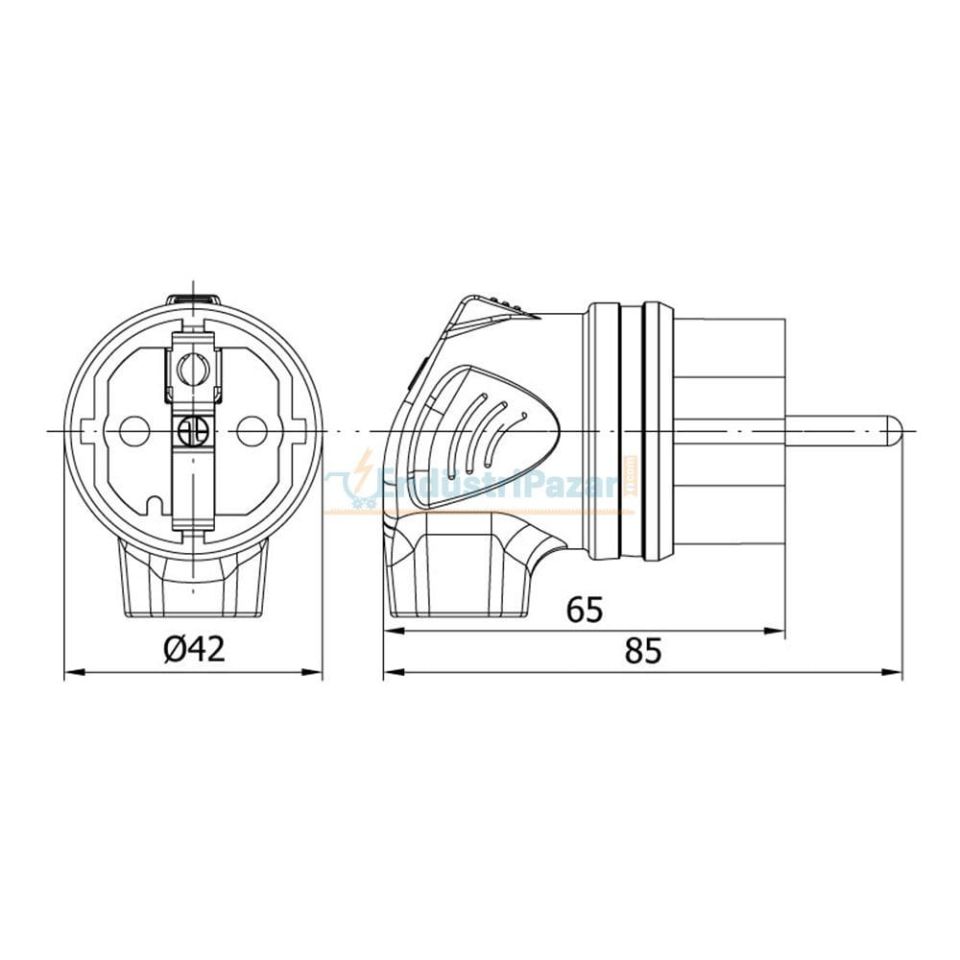 1*16A Kauçuk Eğik Fiş Ups 404004 METE ENERJİ