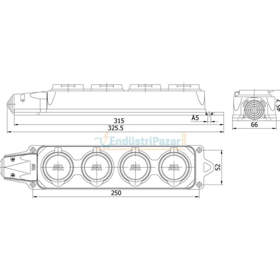1*16A Kauçuk 4'lü Grup Priz 404007 METE ENERJİ