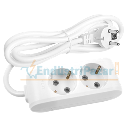 İkili Priz Topraklı Çocuk Korumalı 1 Metre Kablolu Multi-Let 90113201 VİKO