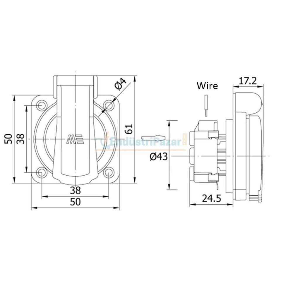 1*16A Pano Prizi Ups (Üst Yan Giriş Contalı Kapak) 40403206 METE ENERJİ