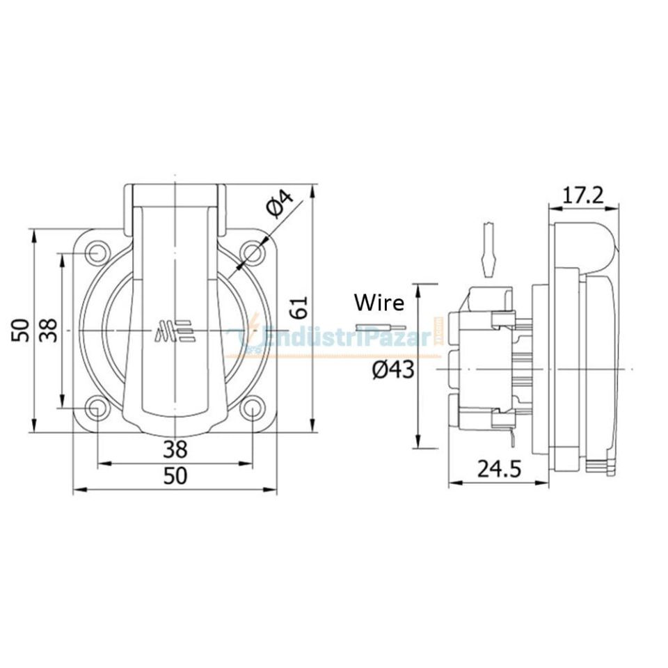 1*16A Pano Prizi Ups (Arka Giriş Contalı Kapak) 40403306 METE ENERJİ