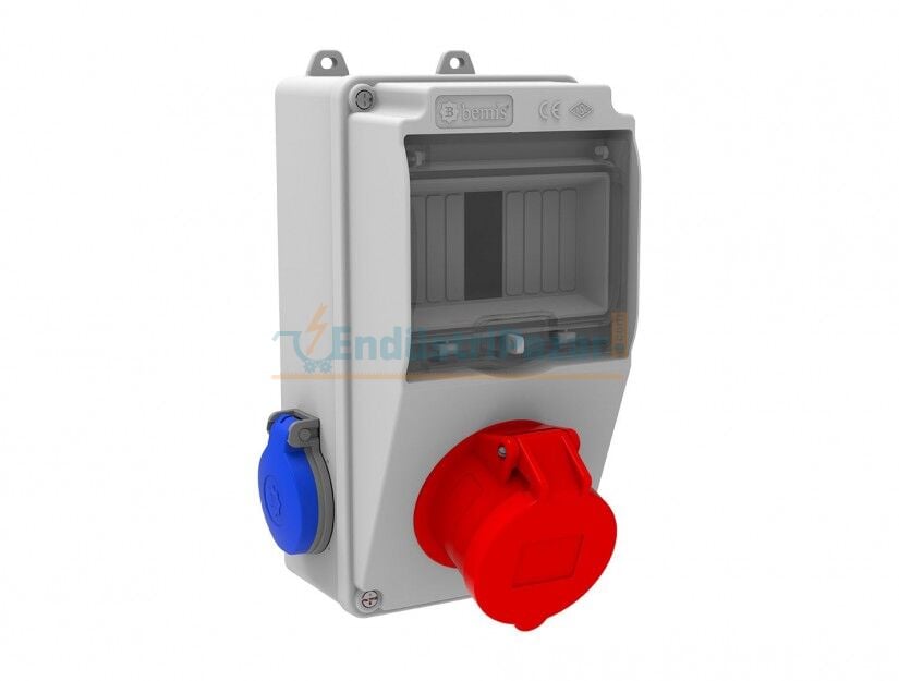 Ön 5*16A 380V 1 Adet - Yan 1*16A 220V 1 Adet Prizli Kombinasyon Halogen Free IP44 BH1-2118-1020 BEMİS