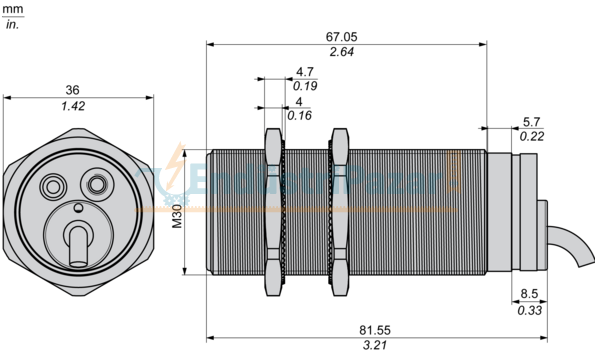İndüktif Sensör M30 10mm Algılama 2 Metre Kablolu 12...48VDC XSAV12373