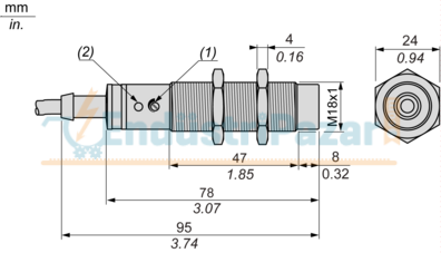 Kapasitif Sensör M18 8mm Algılama PNP NO 2 Metre Kablolu 12...24VDC XT218A1PAL2
