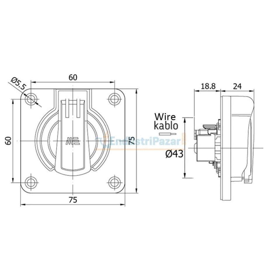 1*16A Makine Prizi Yaylı (Arka Giriş) 40402605 METE ENERJİ