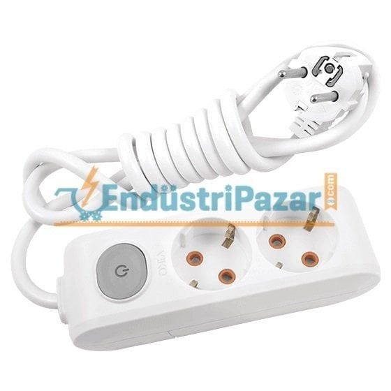 İKİLİ GRUP PRİZ ANAHTARLI TOPRAKLI KLEMENSLİ ÇOCUK KORUMALI 2 METRE KABLOLU (MULTİ-LET SERİSİ-BEYAZ) 90 11 72 02 VİKO