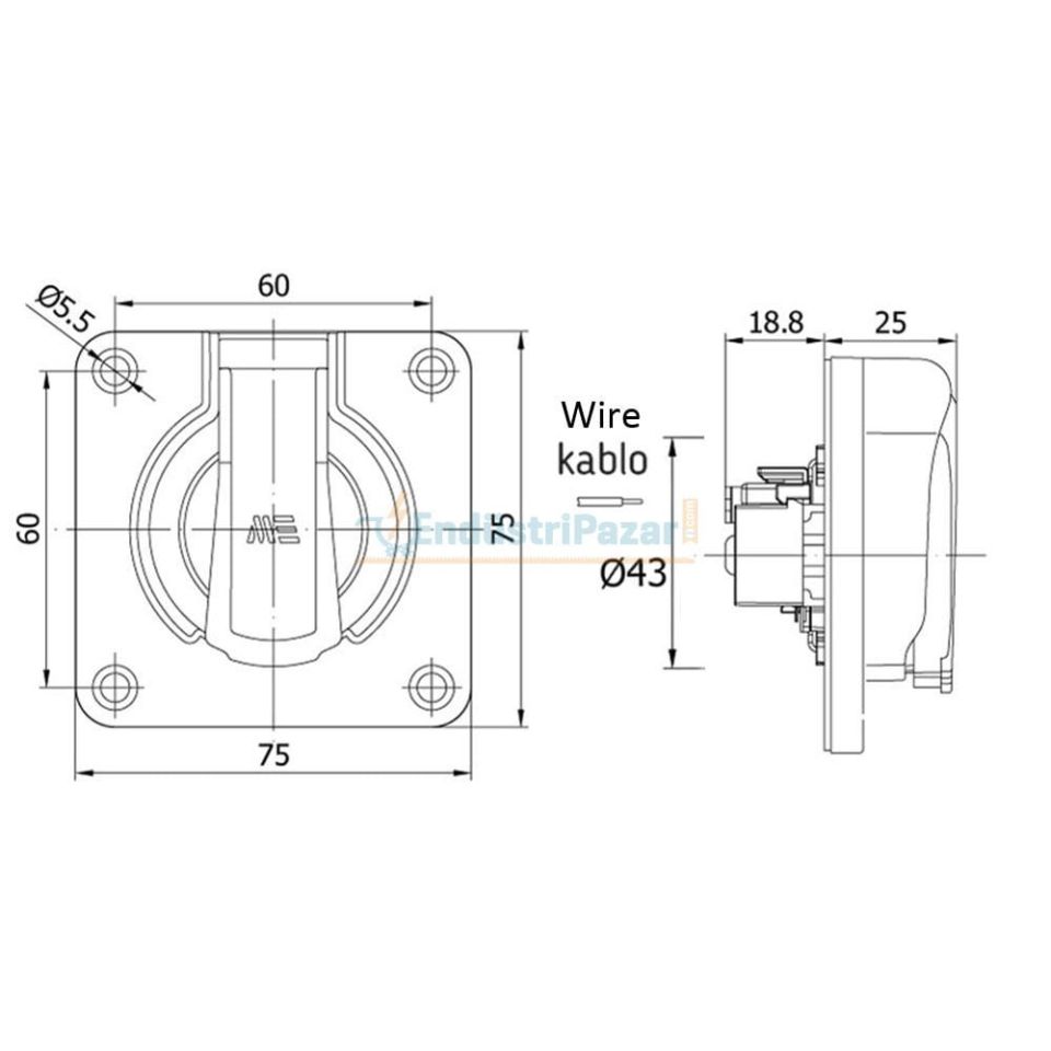 1*16A Makine Prizi Yaylı (Arka Giriş Contalı Kapak) 40404605 METE ENERJİ