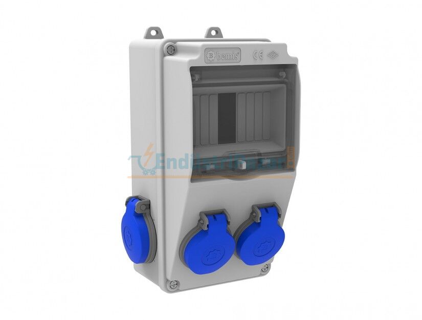 Ön 1*16A 220V 2 Adet - Yan 1*16A 220V 2 Adet Prizli Kombinasyon Halogen Free IP44 BH1-2202-2020 BEMİS