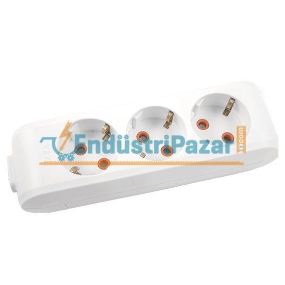 ÜÇLÜ GRUP PRİZ TOPRAKLI KLEMENSLİ ÇOCUK KORUMALI (MULTİ-LET SERİSİ-BEYAZ) 90 11 33 00 VİKO
