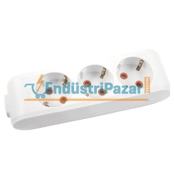 ÜÇLÜ GRUP PRİZ TOPRAKLI KLEMENSLİ ÇOCUK KORUMALI (MULTİ-LET SERİSİ-BEYAZ) 90 11 33 00 VİKO
