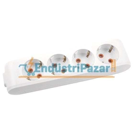 DÖRTLÜ GRUP PRİZ TOPRAKLI KLEMENSLİ ÇOCUK KORUMALI (MULTİ-LET SERİSİ-BEYAZ) 90 11 34 00 VİKO