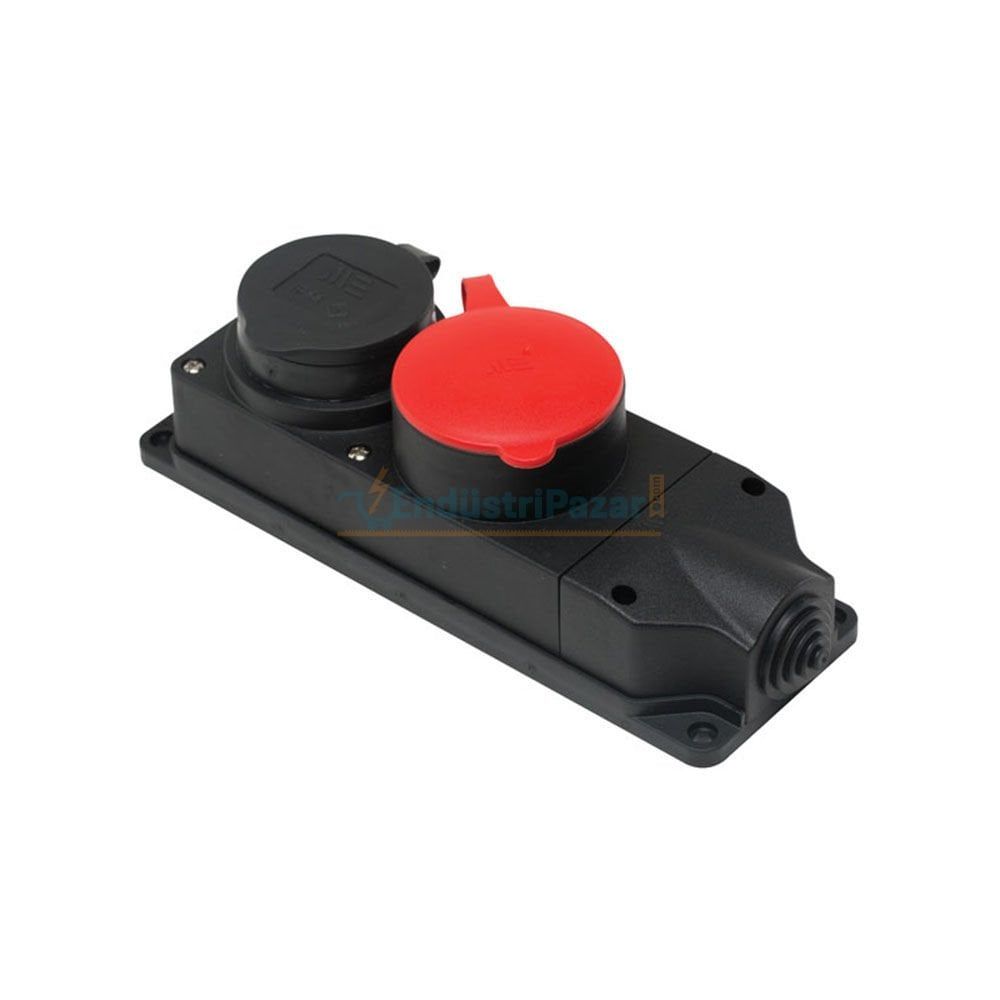 3*25A Kauçuk 2'li Grup Priz (3*25A 1Adet/1*16A 1Adet) 401050 METE ENERJİ