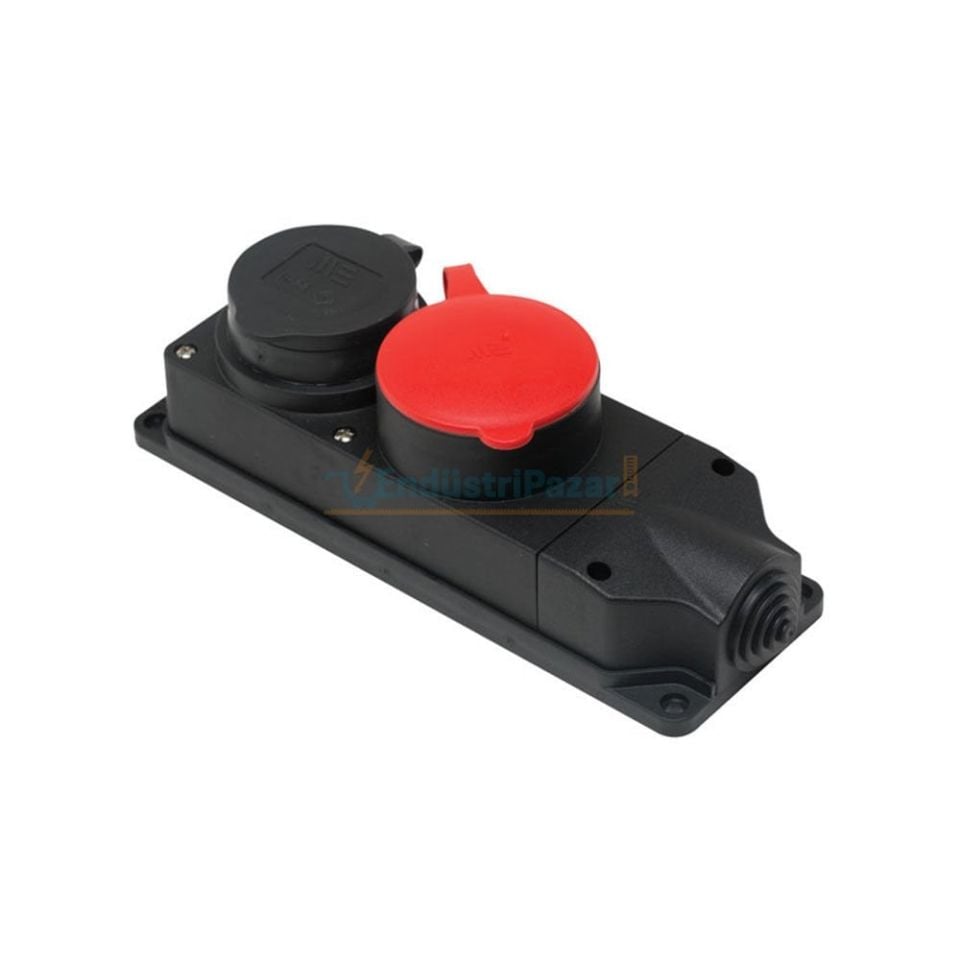 3*25A Kauçuk 2'li Grup Priz (3*25A 1Adet/1*16A 1Adet) 401050 METE ENERJİ
