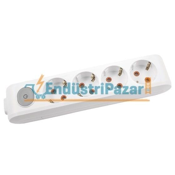 DÖRTLÜ GRUP PRİZ ANAHTARLI TOPRAKLI KLEMENSLİ ÇOCUK KORUMALI (MULTİ-LET SERİSİ-BEYAZ) 90 11 74 00 VİKO