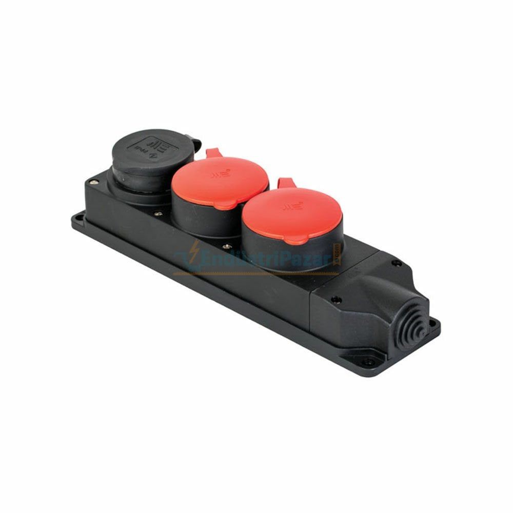 3*25A Kauçuk 3'lü Grup Priz (3*25A 2Adet/1*16 1Adet) 401051 METE ENERJİ