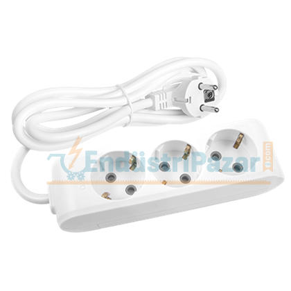 Üçlü Priz Topraklı Çocuk Korumalı 1 Metre Kablolu Multi-Let 90113301 VİKO