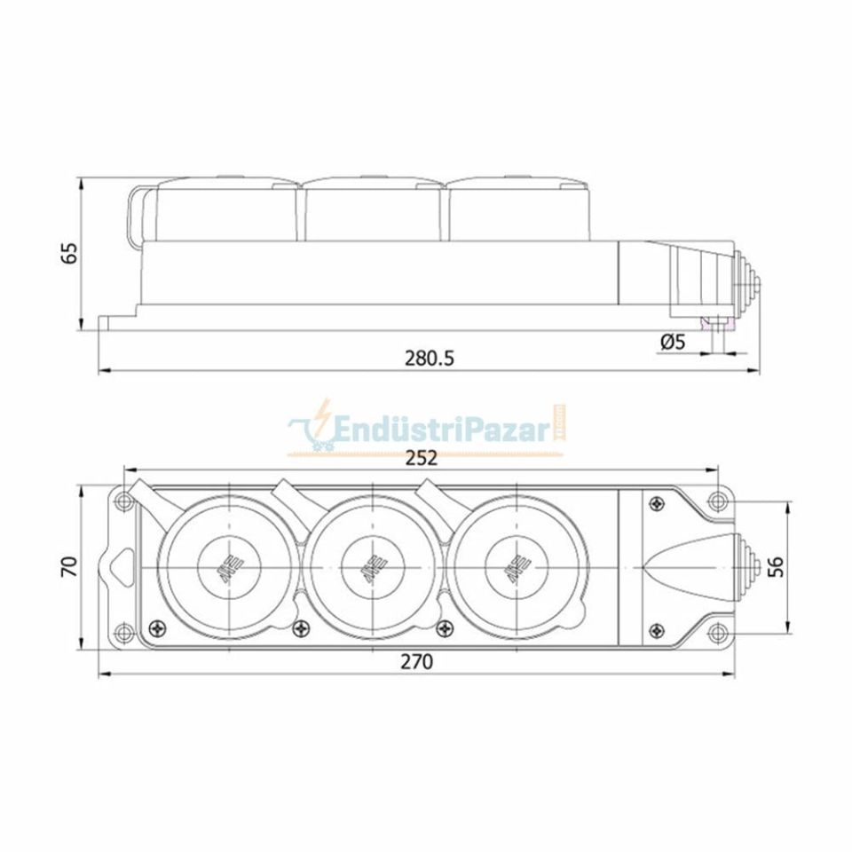3*25A Kauçuk 3'lü Grup Priz (3*25A 3Adet) 401052 METE ENERJİ