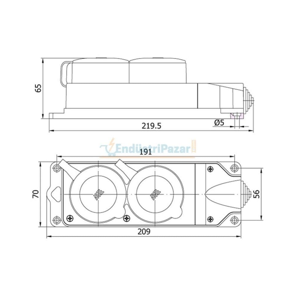 3*25 A Kauçuk 2'li Grup Priz (3*25A 2Adet) 401053 METE ENERJİ