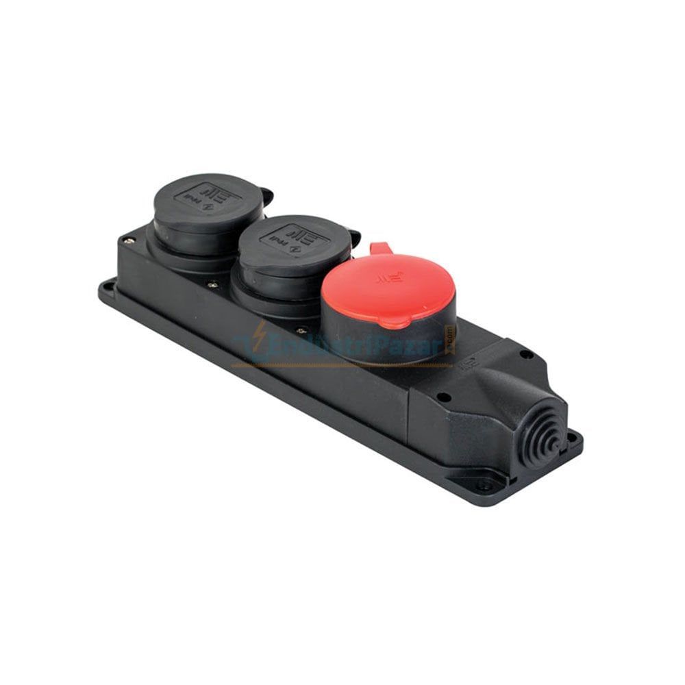 3*25A Kauçuk 3'lü Grup Priz (3*25A 1Adet/1*16A 2Adet) 401054 METE ENERJİ