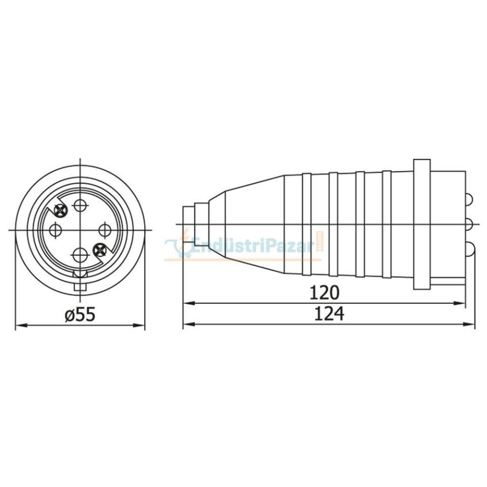 3*16A Kauçuk Düz Fiş 401001 METE ENERJİ