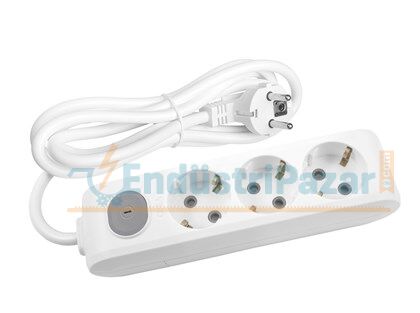 Üçlü Priz Anahtarlı Topraklı Çocuk Korumalı 5 Metre Kablolu Multi-Let 90117305 VİKO
