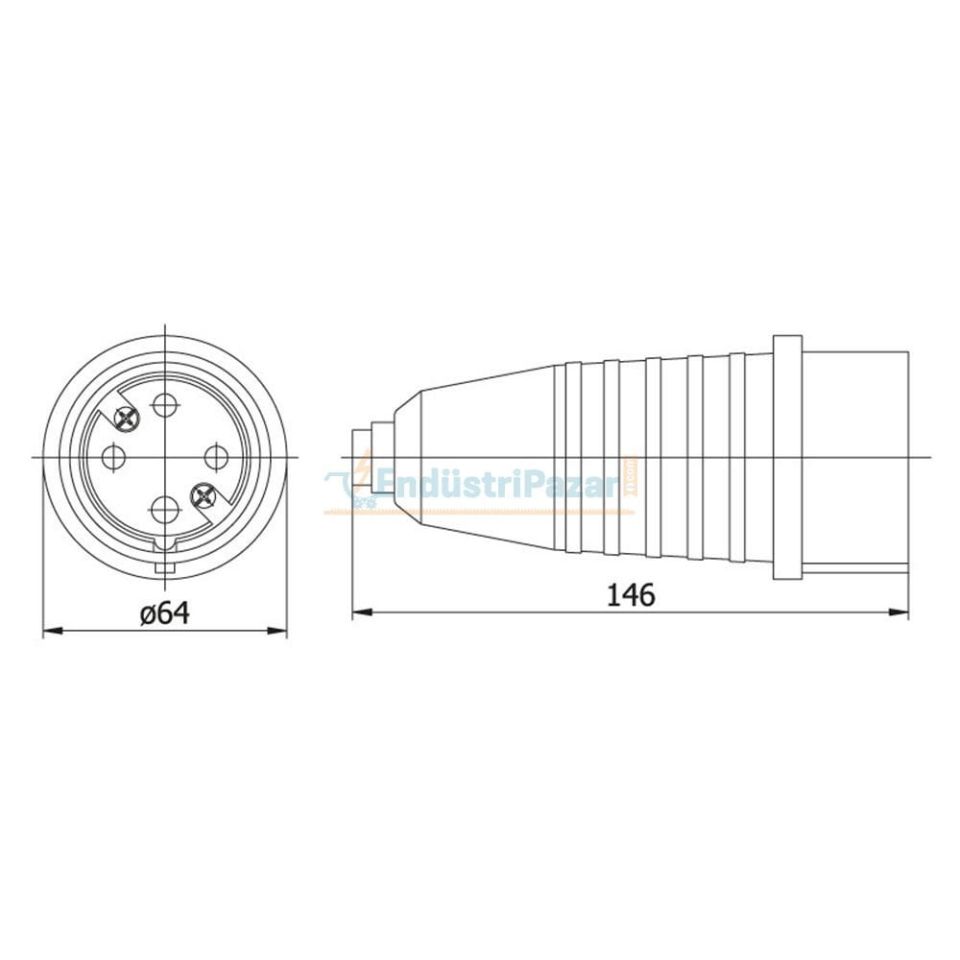 3*32A Kauçuk Düz Fiş 401002 METE ENERJİ