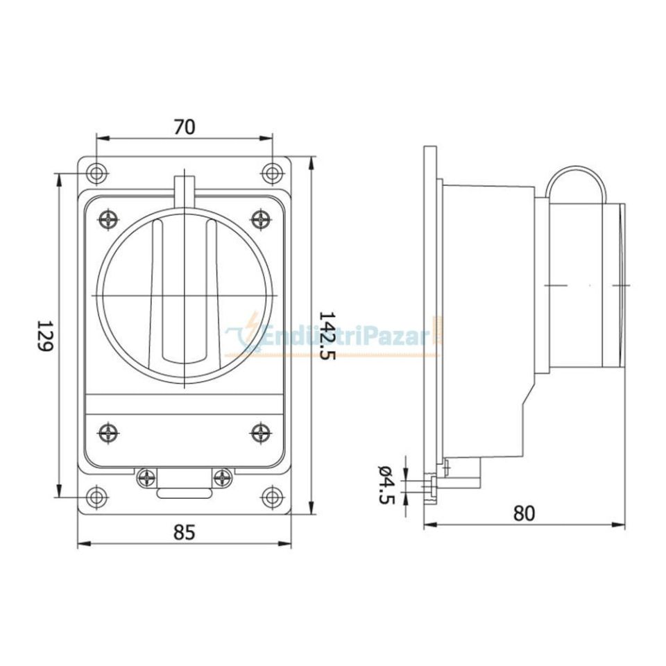 3*32A Kauçuk Duvar Prizi 401031 METE ENERJİ