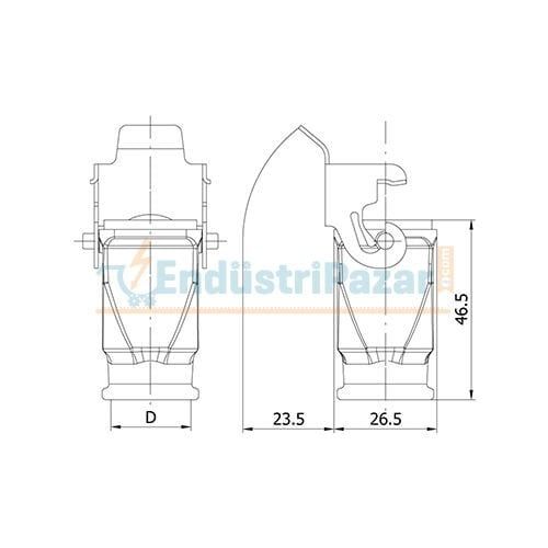 3*10A Uzatma Prizi (Yandan Kablo Girişli) IP65 403252S METE ENERJİ