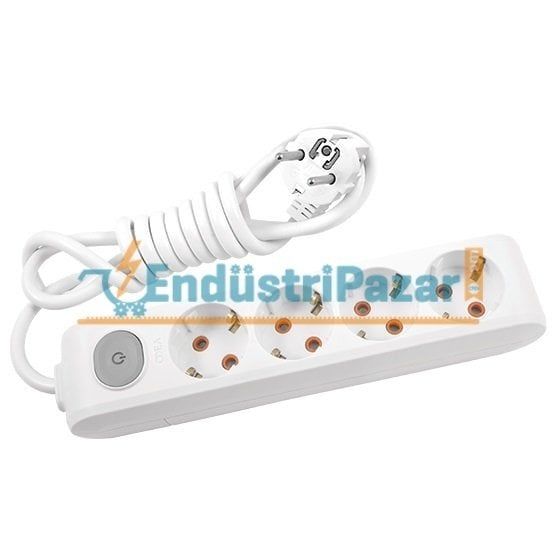 DÖRTLÜ GRUP PRİZ ANAHTARLI TOPRAKLI KLEMENSLİ ÇOCUK KORUMALI 5 METRE KABLOLU (MULTİ-LET SERİSİ-BEYAZ) 90 11 74 05 VİKO