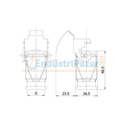 3*10A Uzatma Prizi (Arkadan Kablo Girişli) IP65 403249S METE ENERJİ