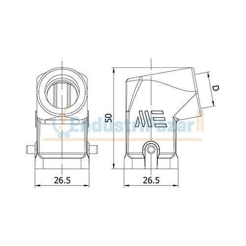3*10A Eğik Fiş (Arkadan Kablo Girişli) IP65 403259 METE ENERJİ