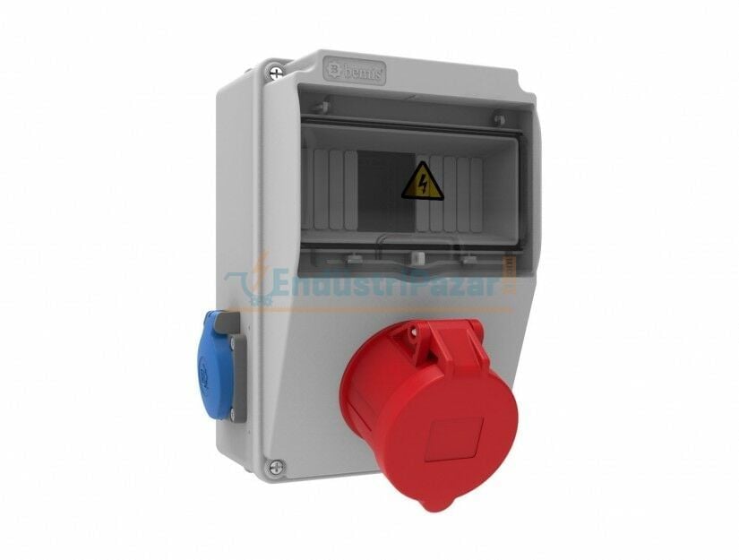 Ön 1 Ad. 5/32A 380V Yan 2 Ad. 1/16A 220V Prizli Kombinasyon IP44 BD5-2134-2020 BEMİS