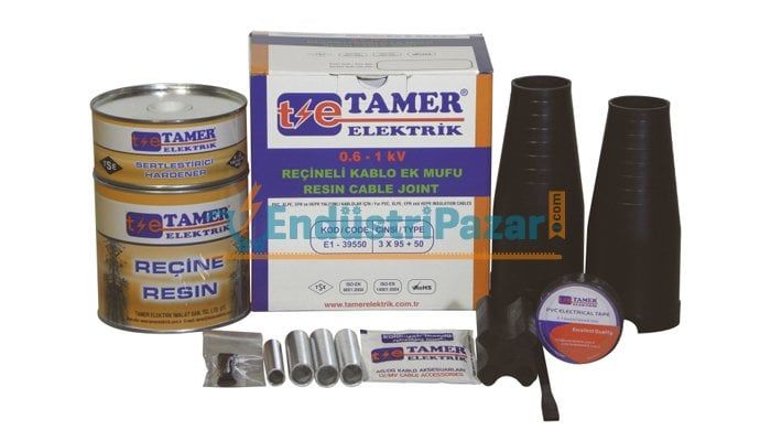 3*70 KABLO KESİTLİ BAKIR İLETKENLER İÇİN REÇİNELİ EK MUFU 0,6-1kV E1 370 TAMER