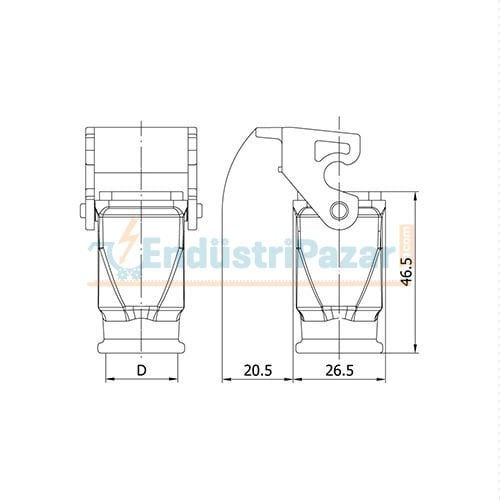 3*10A Uzatma Prizi (Yandan Kablo Girişli) IP65 403262 METE ENERJİ
