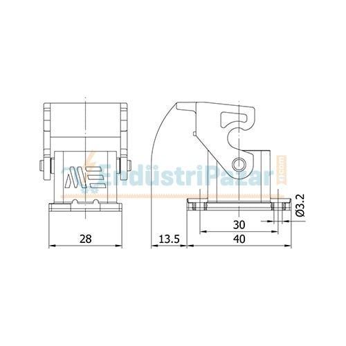 3*10A Makine Prizi (Yandan Kablo Girişli) IP65 403263 METE ENERJİ