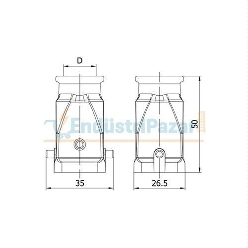 3*10A Fiş (Arkadan Kablo Girişli) IP65 403265 METE ENERJİ