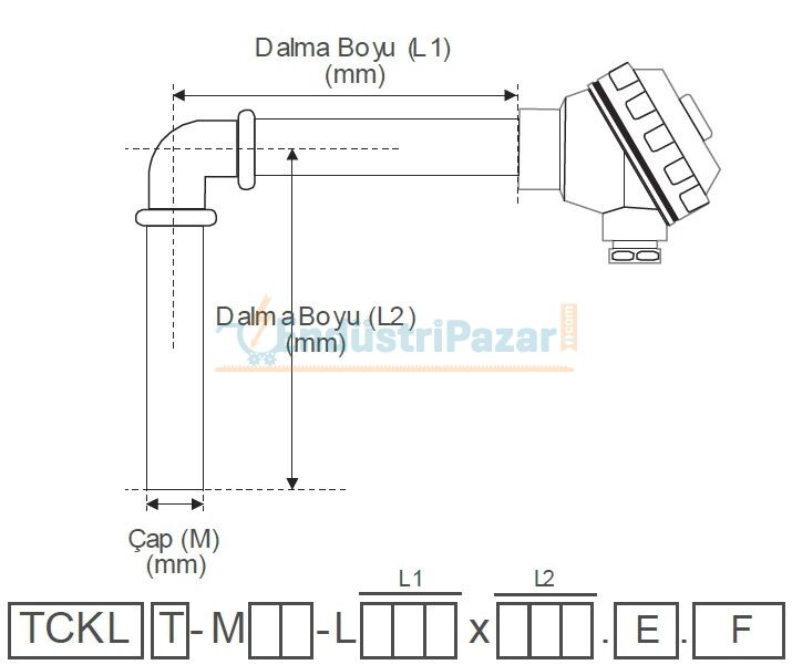 TCKLT-M22-L500*500.1.K Kafa İçi Transmitterli Klemens Terminalli Termokupul EMKO