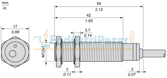 İndüktif Senör M12 4mm Algılama 2 Metre Kablo 24...240VAC/DC XS612B1MBL2