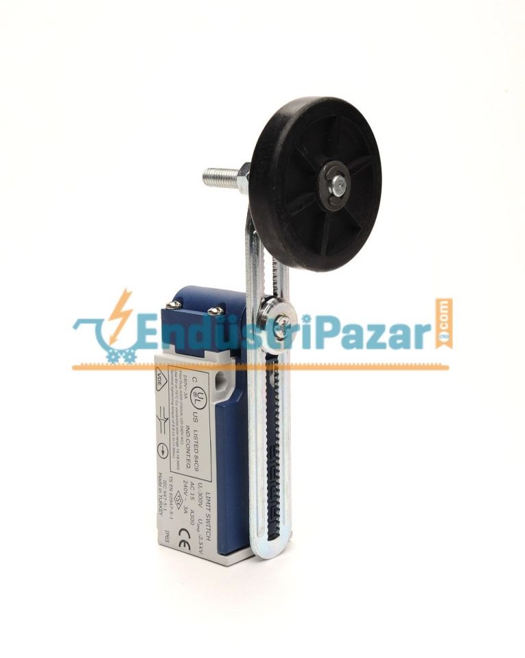 L5K23MEL123A AÇISAL HAREKETLİ 50MM KOL VE MAKARA AYARLANABİLİR UZUN DÖNER KOL SINIR ŞALTERİ EMAS