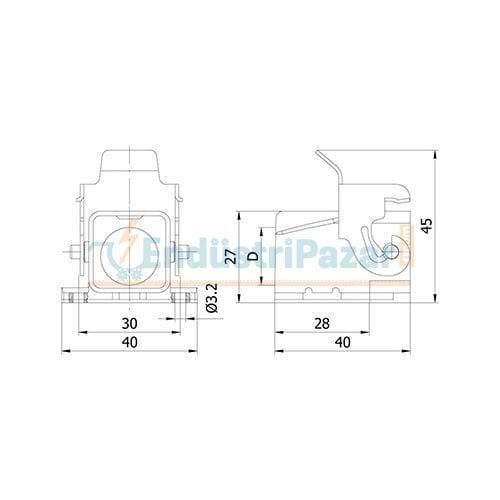 4*10A Eğik Makine Prizi (Kablo Geçişli) IP65 403275S METE ENERJİ
